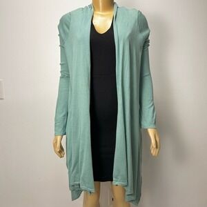 BCBGMaxAzria Light Aqua blue Green Silk Wool Drape Sweater Cardigan Size M/L